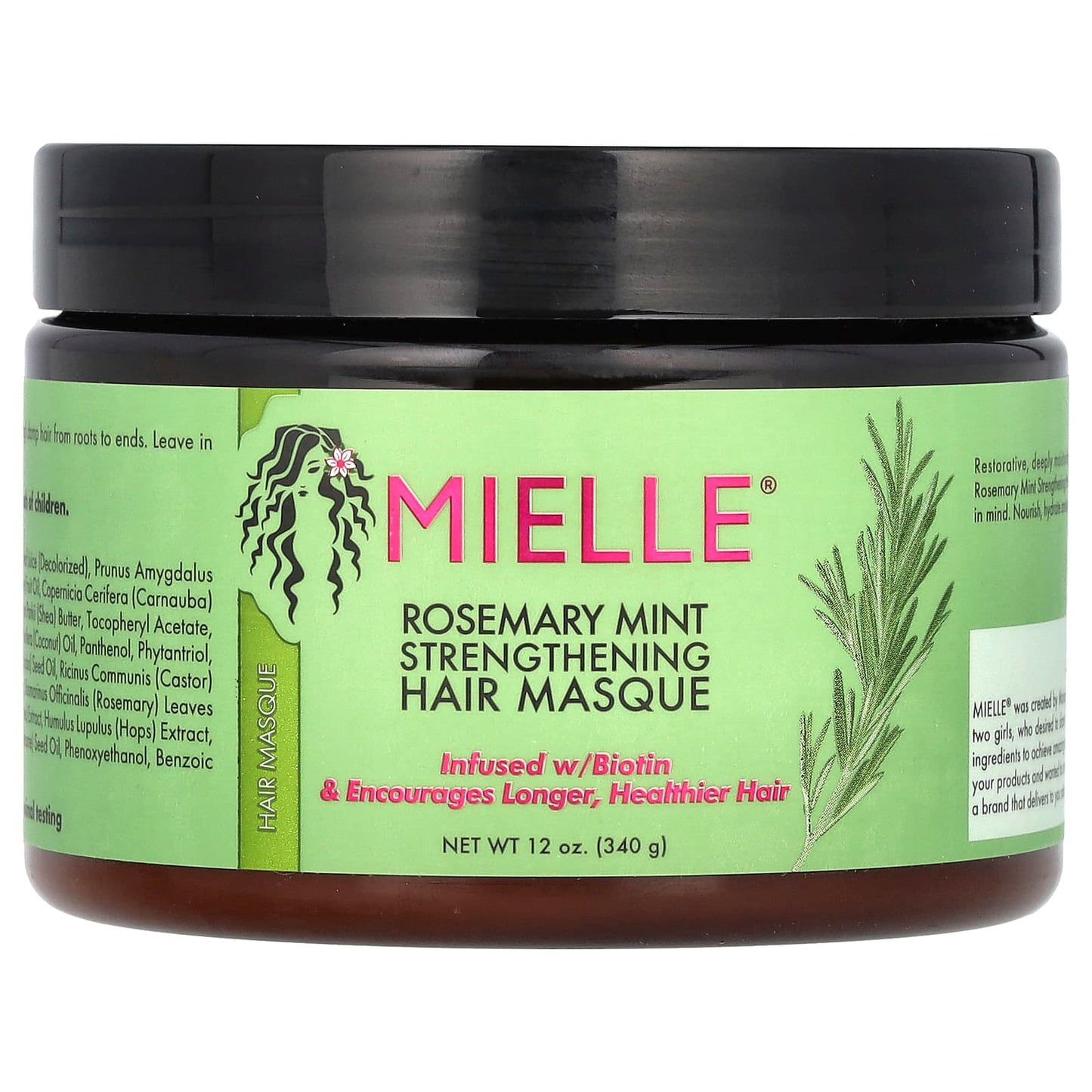 Mielle - Mascarilla fortalecedora para el cabello, Romero y menta, 340 g (12 oz)